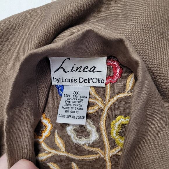 Vintage Linea Louis Dell'Olio linen heavily embroidered button down top - Picture 5 of 7